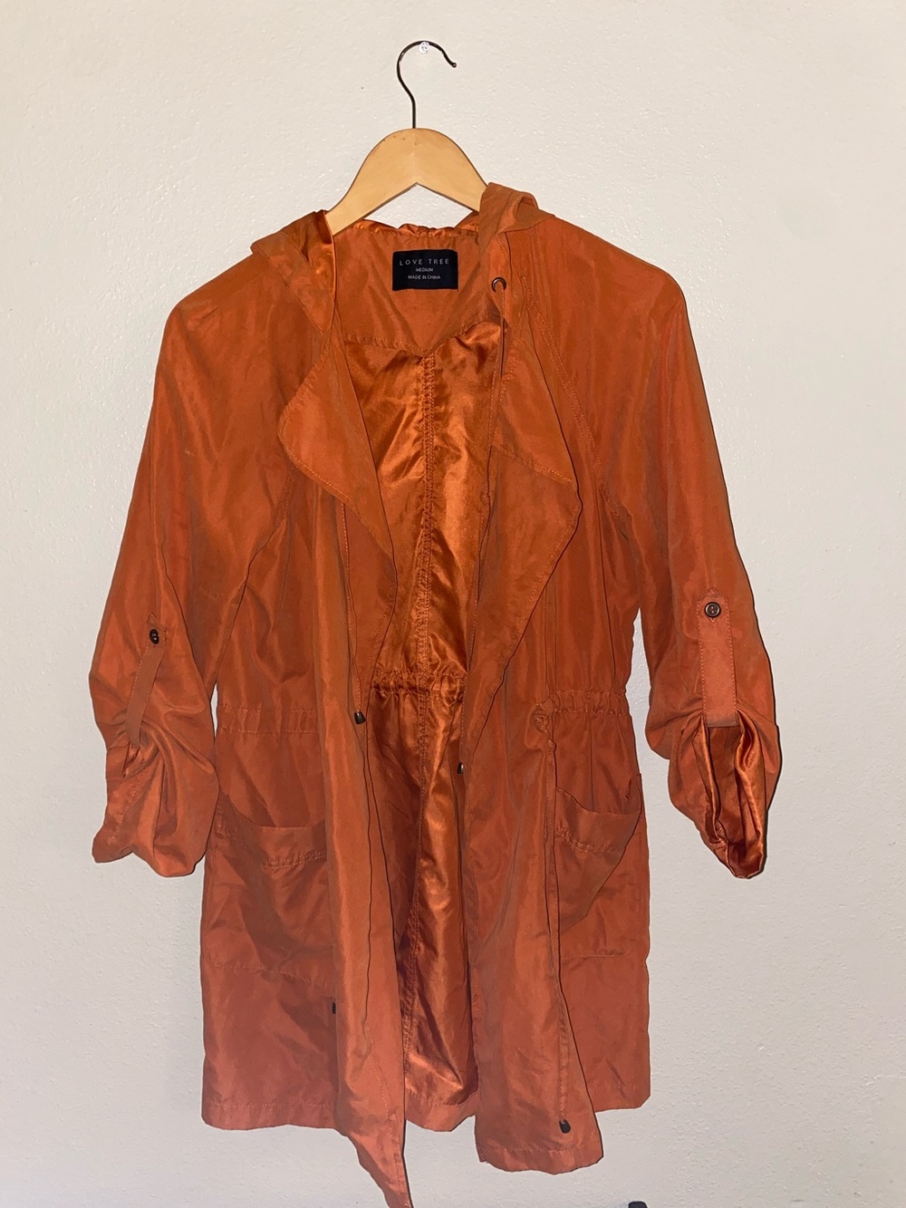 Love Tree Hooded Suede Jacket – Size M Fall Boho Minimalist